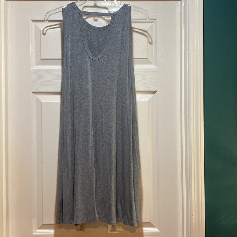 Small Juniors Gray short dress mid-calf Made in USA Bamboo/Spandex